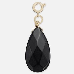 INC International Concepts Semi Precious Jet Black Teardrop Stone Gold Charm